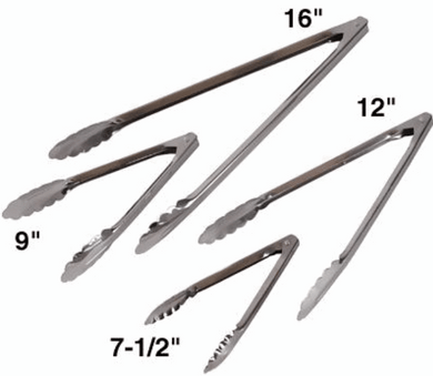 Winco Coiled Spring Utility Tong Extra Heavyweight Stainless Steel, 16-Inch